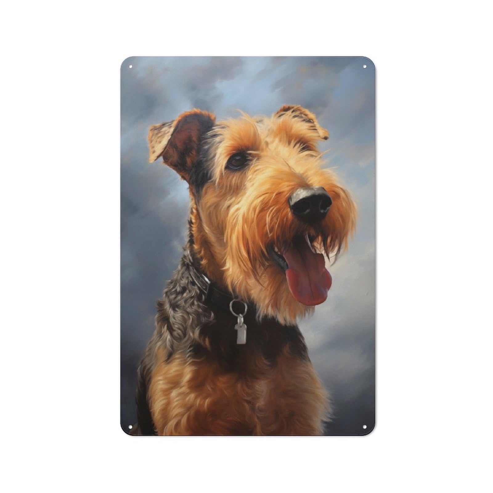 Junmoney Airedale Terrier For Dining Room Or Kitchen, Rustic Metal Sign 30X20cm, For Home Interiors, Feature Walls And Decorative Displays