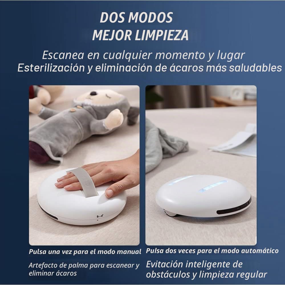 Aspiradora de cama UV, esterilización y limpieza ultravioleta automática, robot pequeño, tiempo de carga corto y larga duración de la batería, para colchones, sofás y otros tejidos