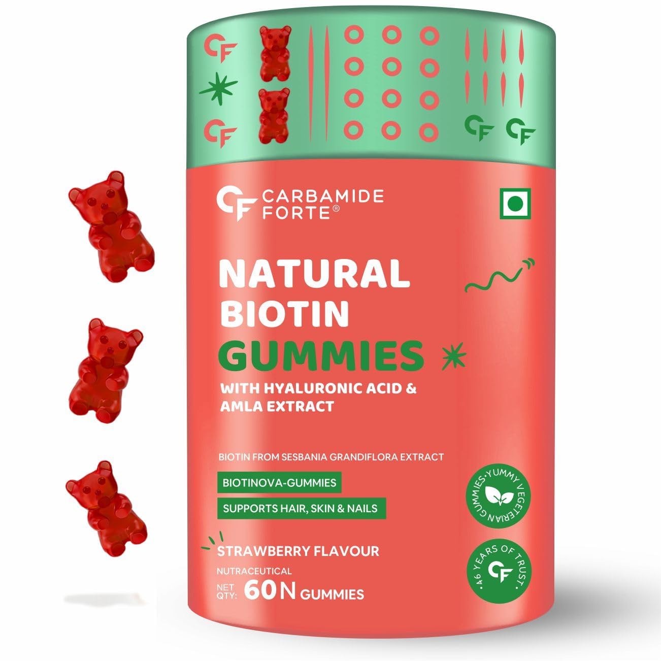 Carbamide Forte Biotin Gummies for Hair Growth | Hair Vitamins for Women & Men | Biotin Supplement for Men & Women - 60 Veg Strawberry-flavored Gummies (B08V4Y52ZM) Amazon Price History, Amazon Price Tracker