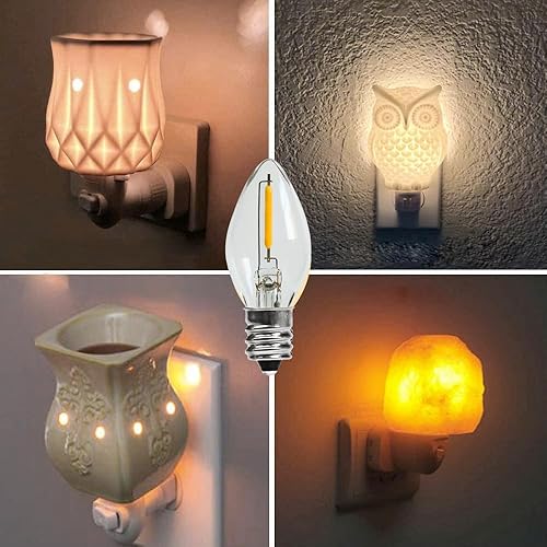 Miniatura 13 de Bombilla nocturna – Bombillas LED C7 E12 – Candelabro, bombilla incandescente equivalente a 0.6 vatios de 7 W, blanco cálido 2700 K, bombillas de C7