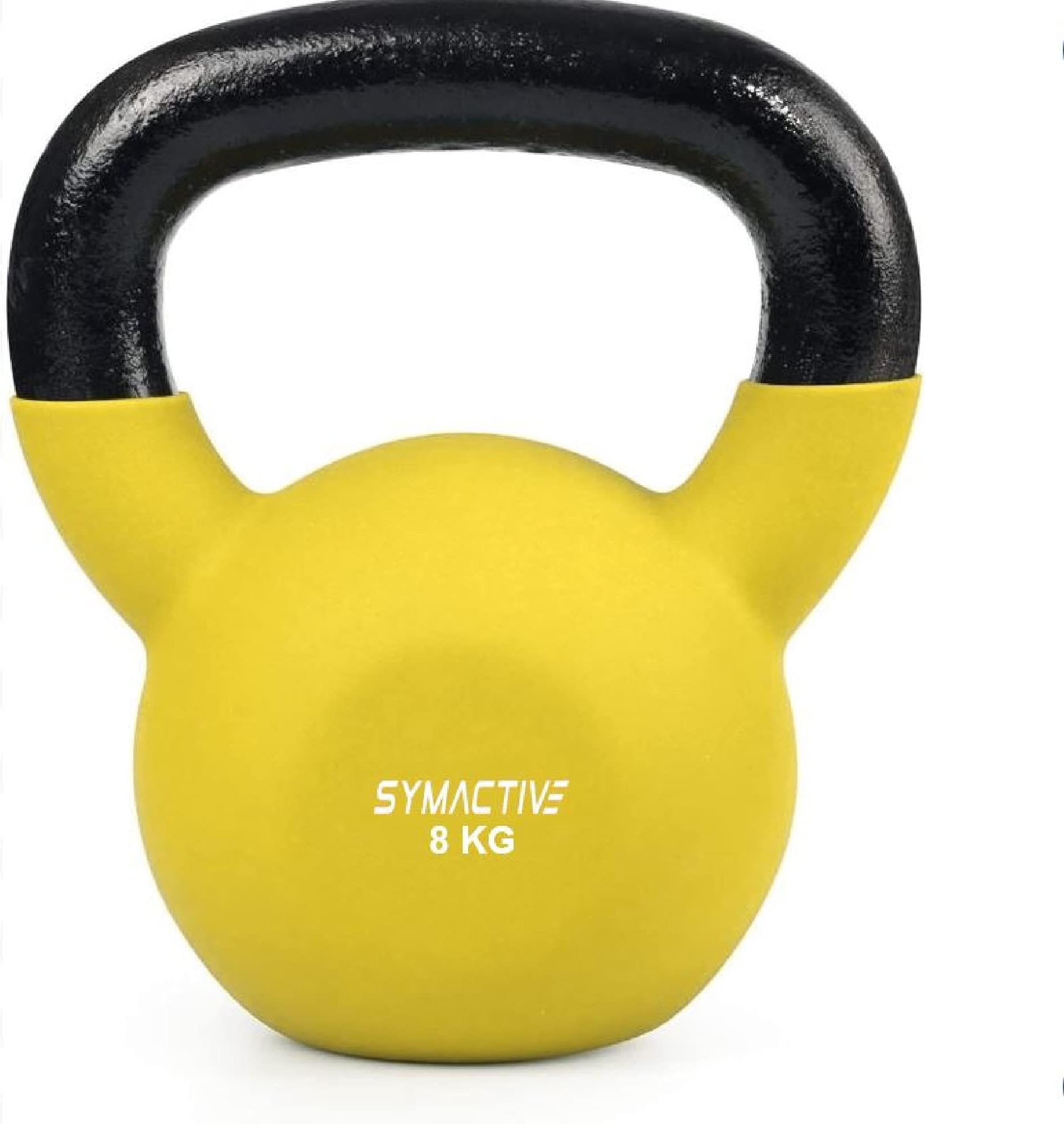 Amazon Brand - Symactive Neoprene Coated Solid Kettlebell for Gym Exercises, 8 Kg Yellow