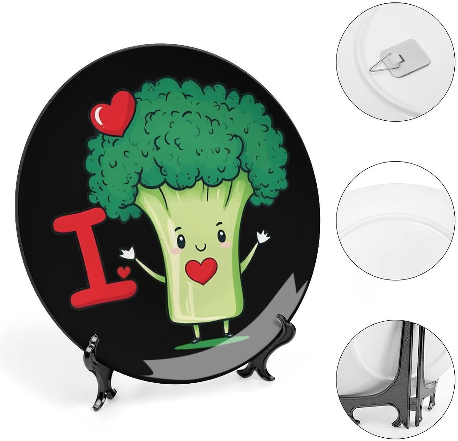 Funny Broccoli Lover Bone China Decorative Porcelain Plates Dinnerware Ornaments