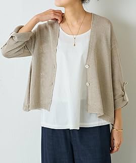 【sachi☆断捨離中☆】ビアズリー　リネンカーディガン　ベージュ sachi☆断捨離中☆様専用】ビアズリー リネンカーディガン ベージュ