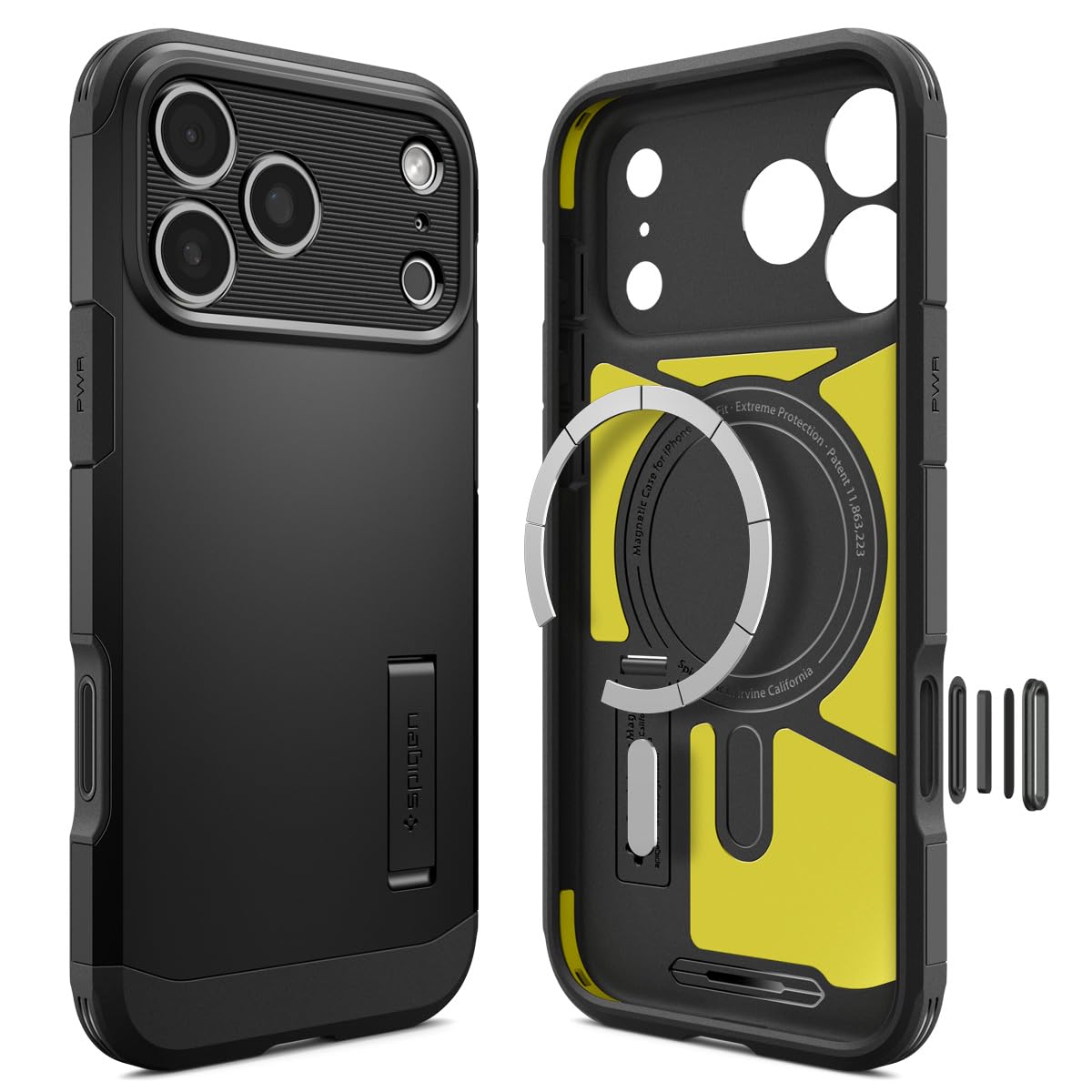 Spigen Tough Armor T MagFit designed for iPhone 17 Pro Max case cover [MagSafe compatible] with [Capacitive Camera Control Button] and Kickstand - Black
