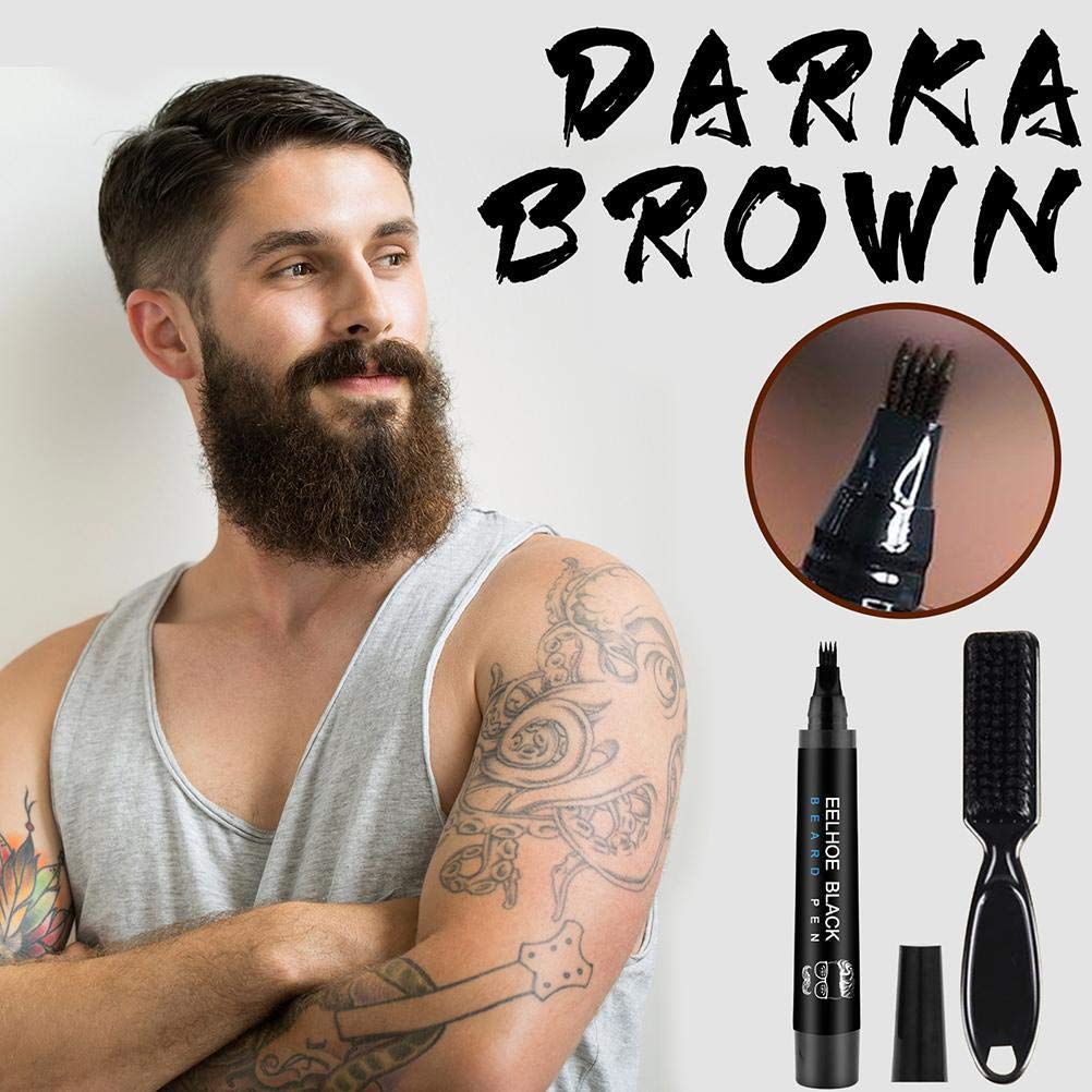 Penna impermeabile per barba, riempitivo per matite barba, matita per barba e pennello rinforzatore per barba, kit per baffi, strumenti per modellare i baffi