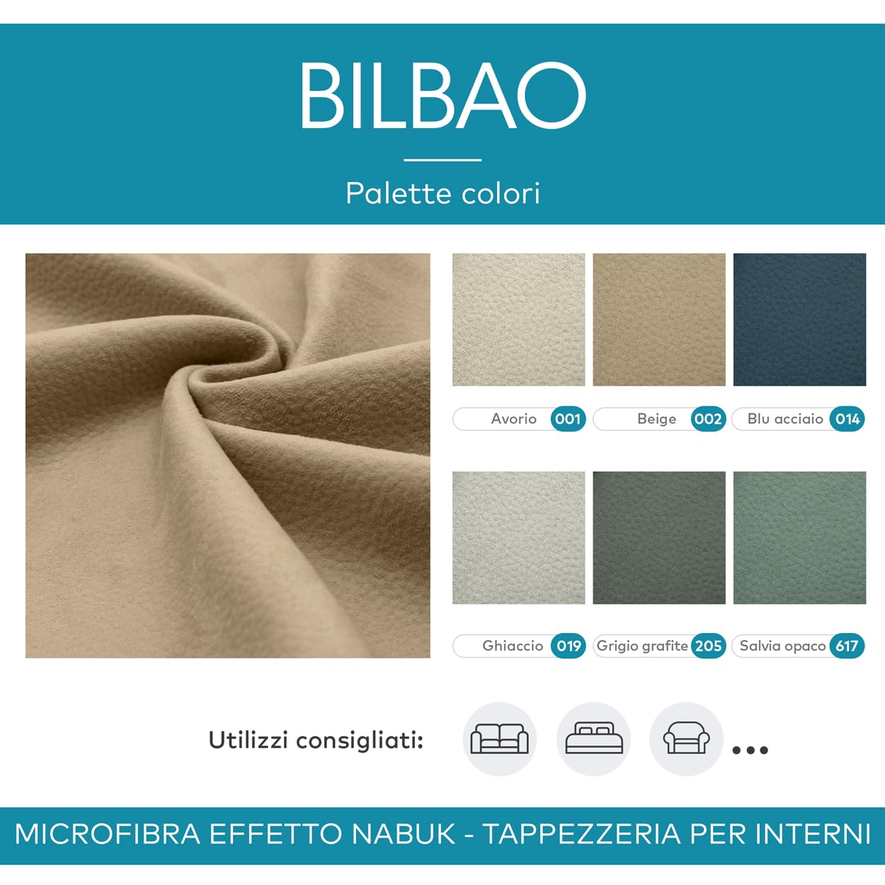 DESHOME Bilbao 15 Meter Stoff für Sofas aus strapazierfähigem Mikrofaser in Lederoptik, Meterware für Polstermöbel, Sofa, Sessel, Kissen, Stuhl, Beige