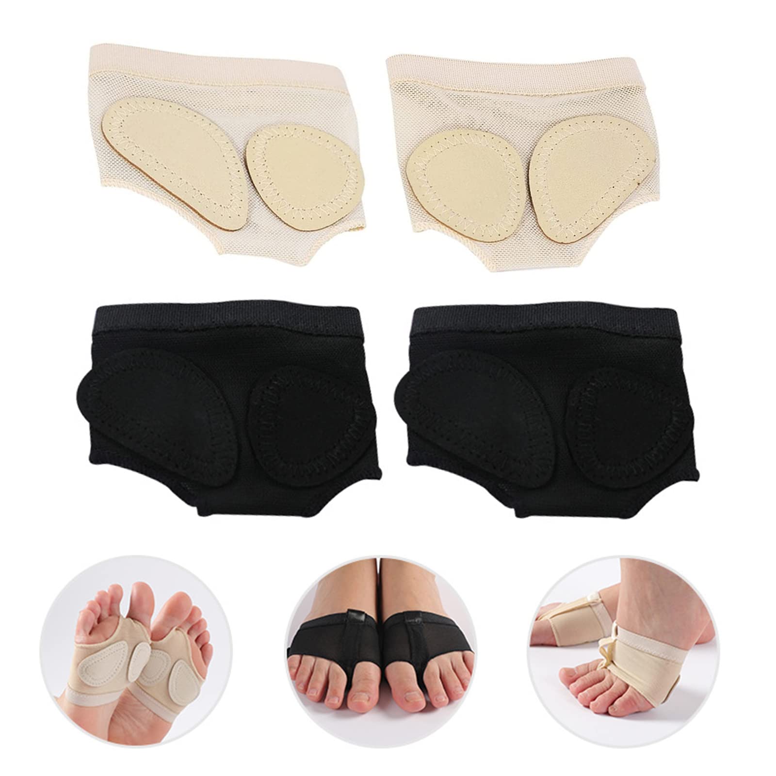 Almohadilla de Pie Pata de Baile Calcetines Cinco Agujeros Protectora para Ballet Danza Vientre Antepié Cojín