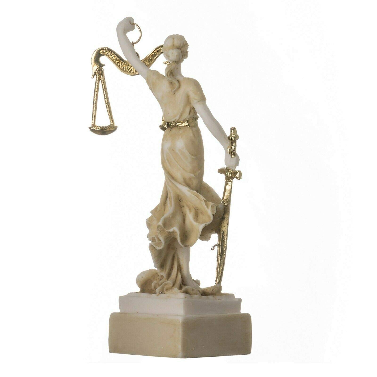 Dea Greca Themis Statua Cieca Signora Giustizia Avvocato Regalo Dorato 14 cm