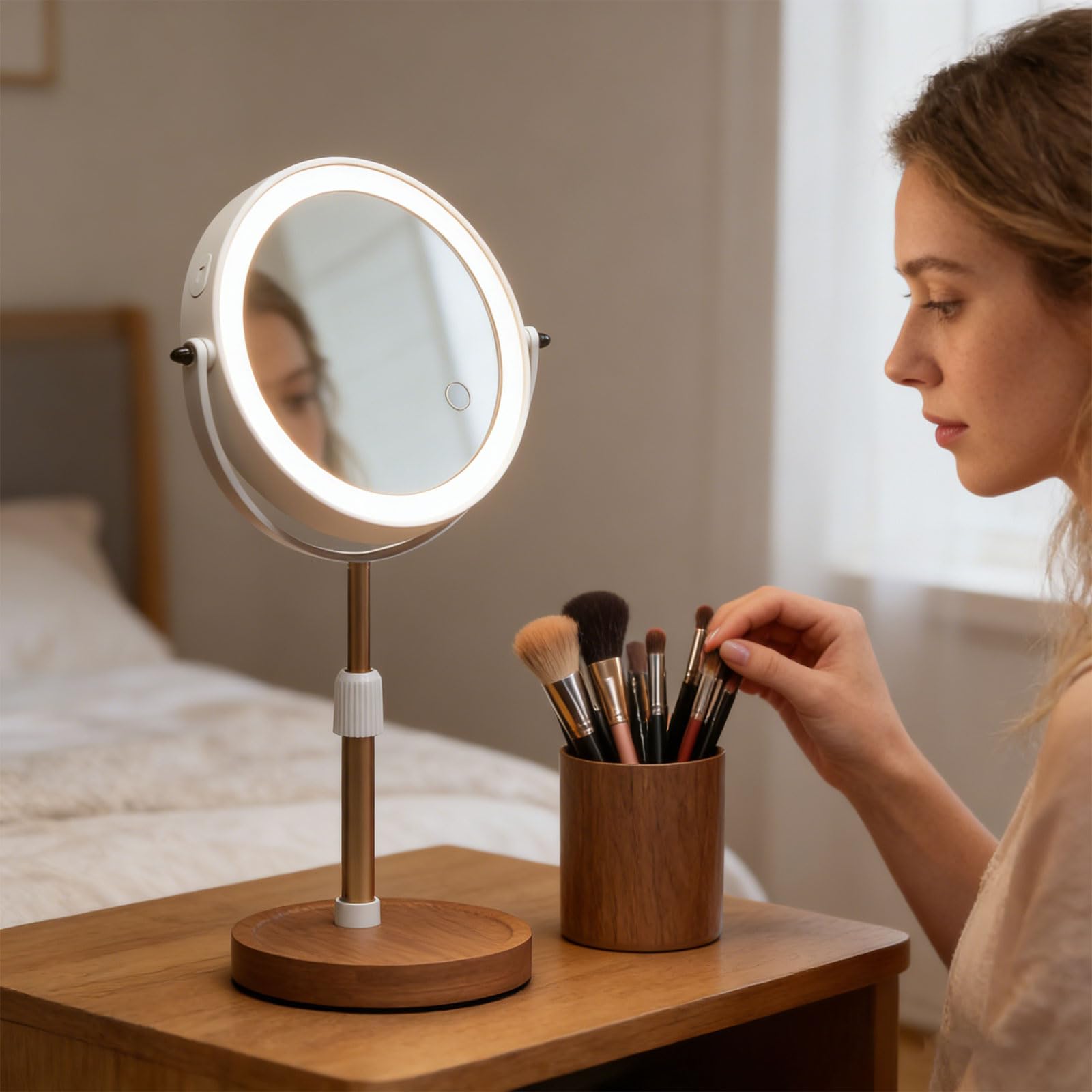 Vetro cosmetico illuminato in altezza con 3 viste, B