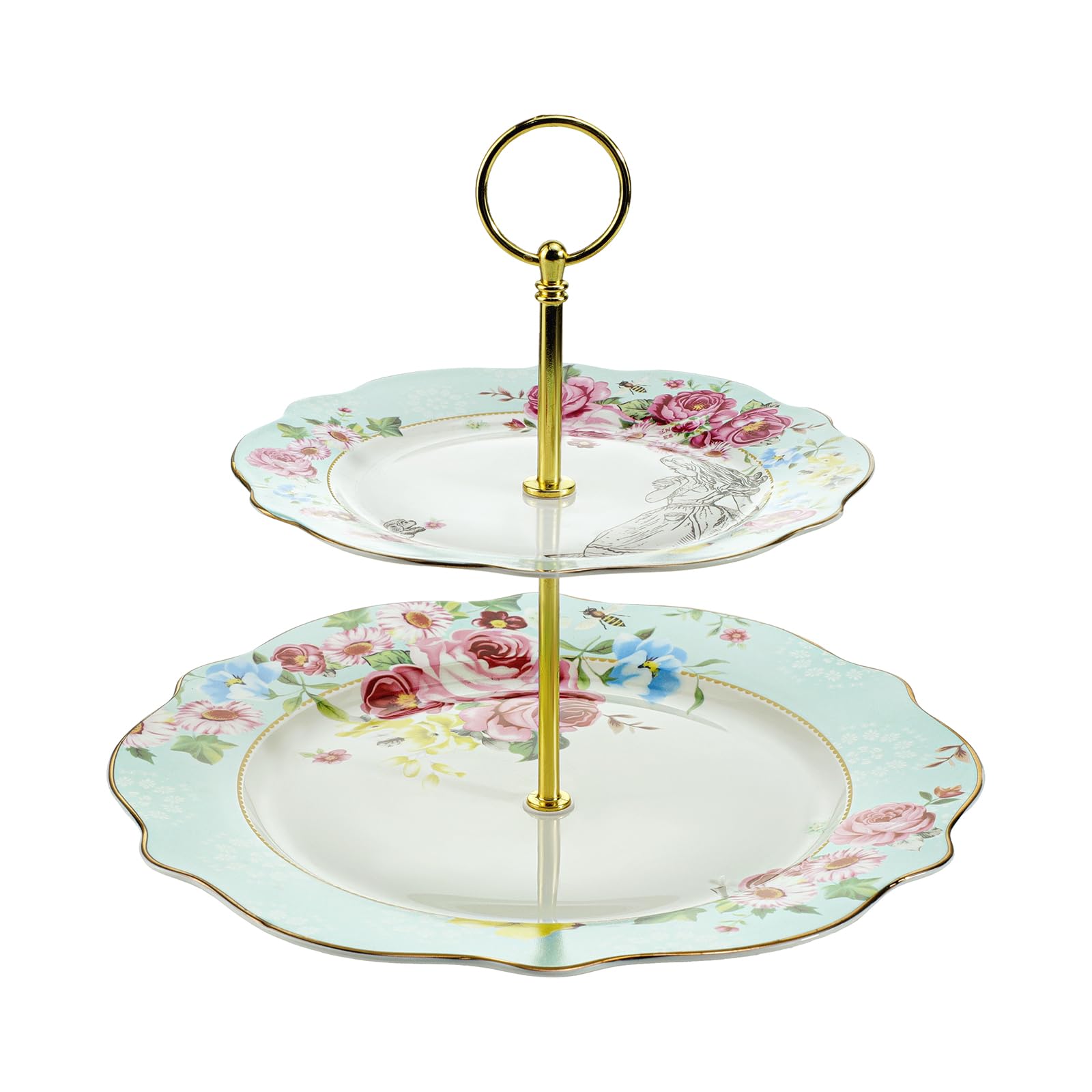 Amazon.com: Bicuzat Elegant Bone China Rose Pattern 2-tier Cake