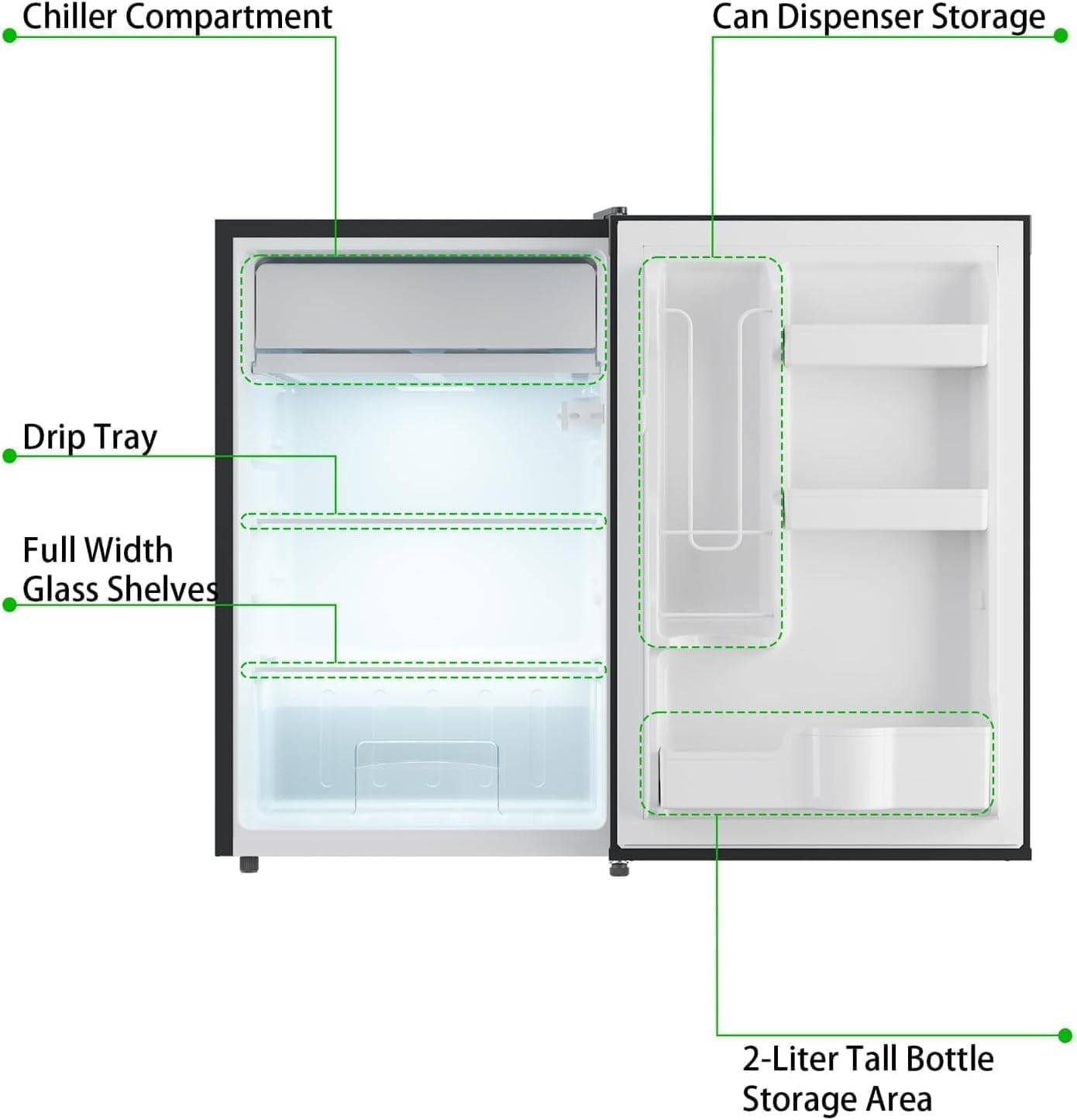 4.3 Cu.Ft Mini Fridge with Freezer, Compact Single Door Refrigerator, Adjustable Thermostat, Energy-Efficient & Low Noise, Ideal for Bedroom, Office, Dorm, Black