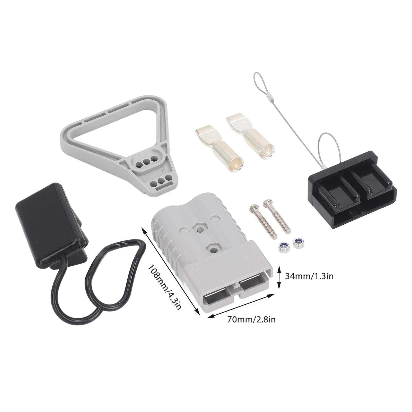 Yuecoom Battery Quick Connector, 350A 600V Battery Wire Harness Plug Battery Wire Harness Connect Disconnect Plug with Protective Cover and Handle for Winches, Trailers, normal, popular