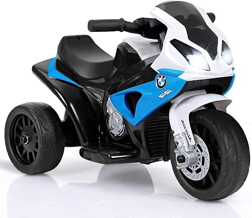 GLACER Motocicleta de paseo para niños motocicleta de 3 ruedas para niños con ruedas de entrenamiento luz para la cabeza modo de música y aspecto