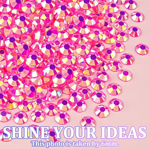Image of 25000Pcs Resin Rhinestones for Crafting, Hot Pink AB 2-6mm Mixed Sizes Non Hotfix Flatback Gems with 1Pcs Glue, Bedazzling Crystal for DIY Craft Clothing Mugs Tumblers Shoes Fabric Decor Nail Art