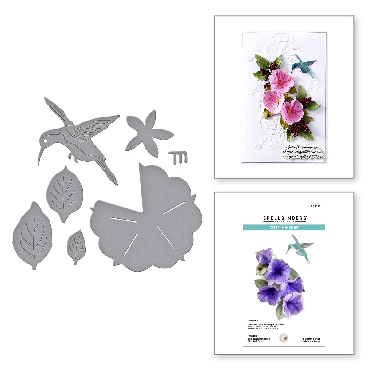 Spellbinders Petunia and Hummingbird Etched Dies from The Summer Solstice Garden Collection by Susan Tierney-Cockburn