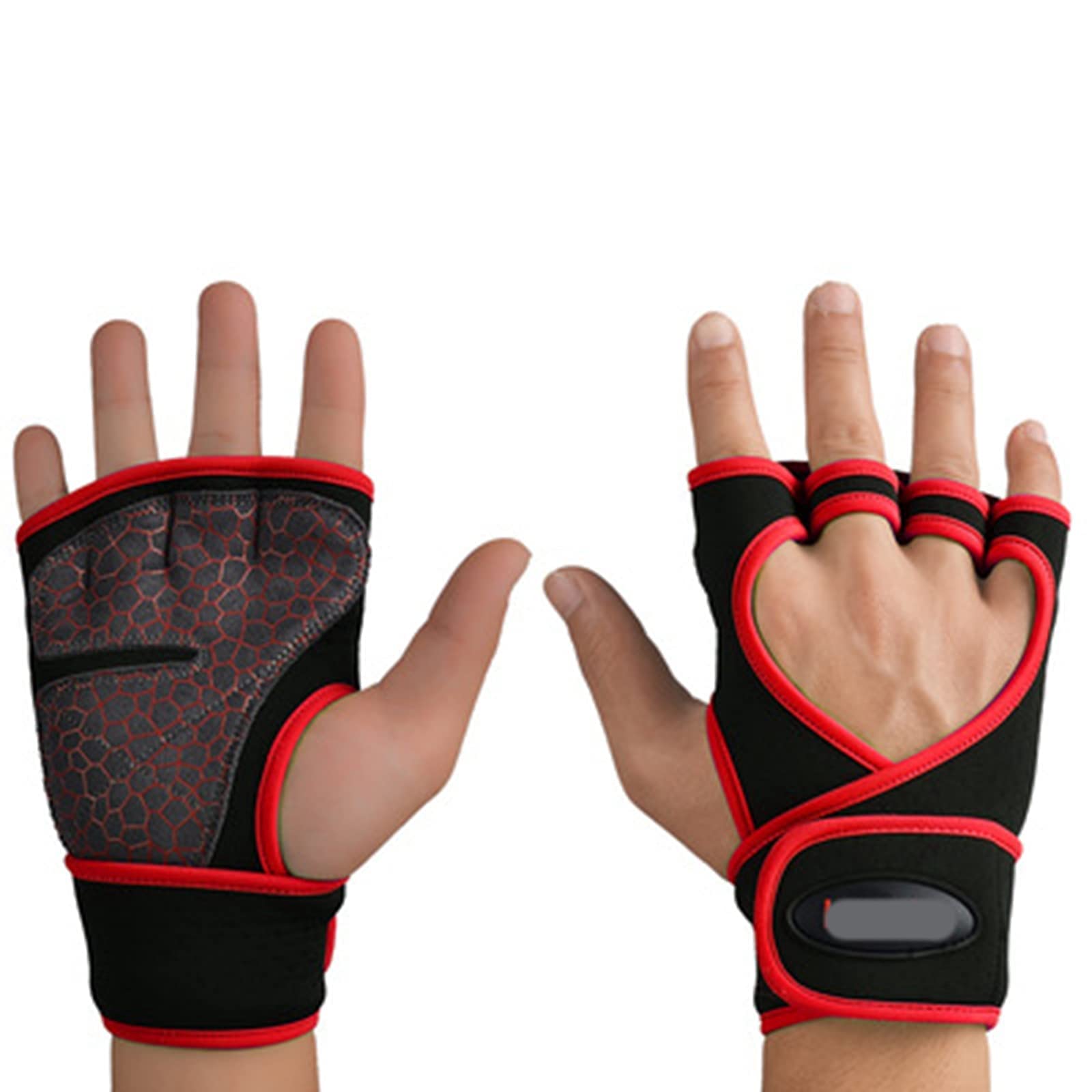 Guanti sportivi, guanti a mezze dita, guanti for sollevamento pesi for allenamento in palestra for donne e uomini, protezione a mezze dita, guanti indossabili, ottima presa per(Red,M)
