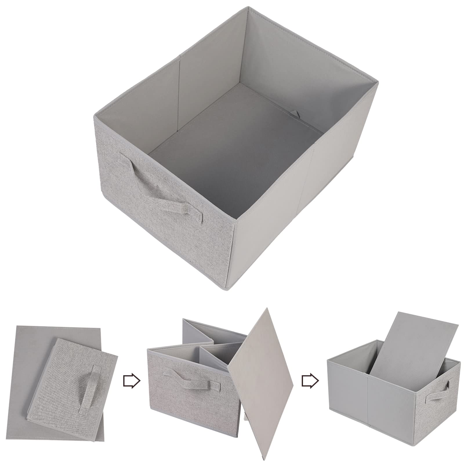 BOMKEE 4 Piece Clothes Collapsible Sorage Bins, Wardrobe Storage Organiser Drawers Fabric Storage Boxes with Handles for Toys Clothes - Image 4