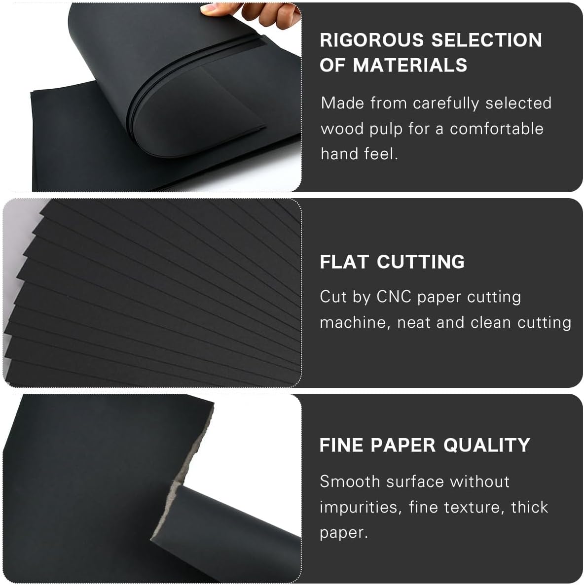 50 Sheets Black Card, A4 Card 300gsm Thick Card Stock for DIY Projects Arts and Crafts,Cards Making,Home or Office Printing