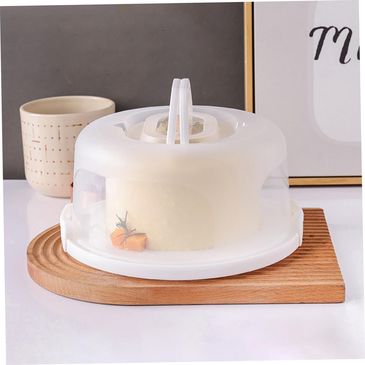 Reusable 8-inch White Tall round Cake Box with Handle Portable Birthday Cake Carrier for Bakery and Outdoor Packing