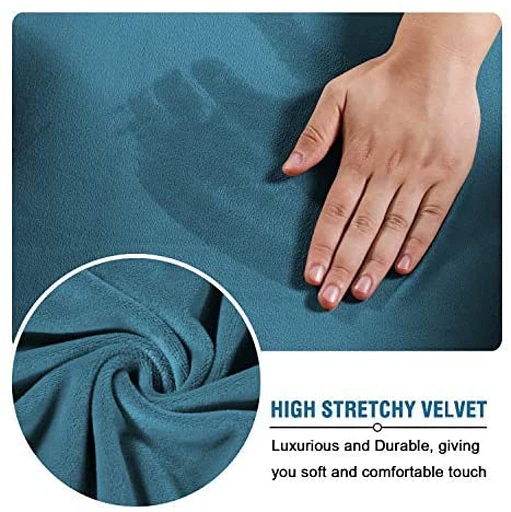 WJHDWYD Velluto Copri Pouf Rettangolare,Elasticizzato Copri Poggiapiedi Quadrato Pieghevole Morbido Copertura Dell'Ottomano Antiscivolo Lavabile Sofa Protettore Per Soggiorno(Blu-b,Grande