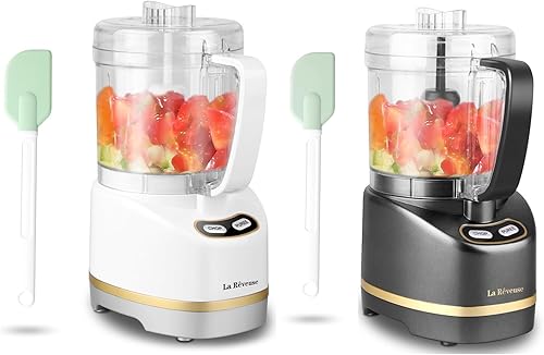 La Reveuse Mini procesador eléctrico de alimentos con tazón de preparación de 2 tazas de 200 vatios para picar, picar, moler, mezclar puré (blanco +