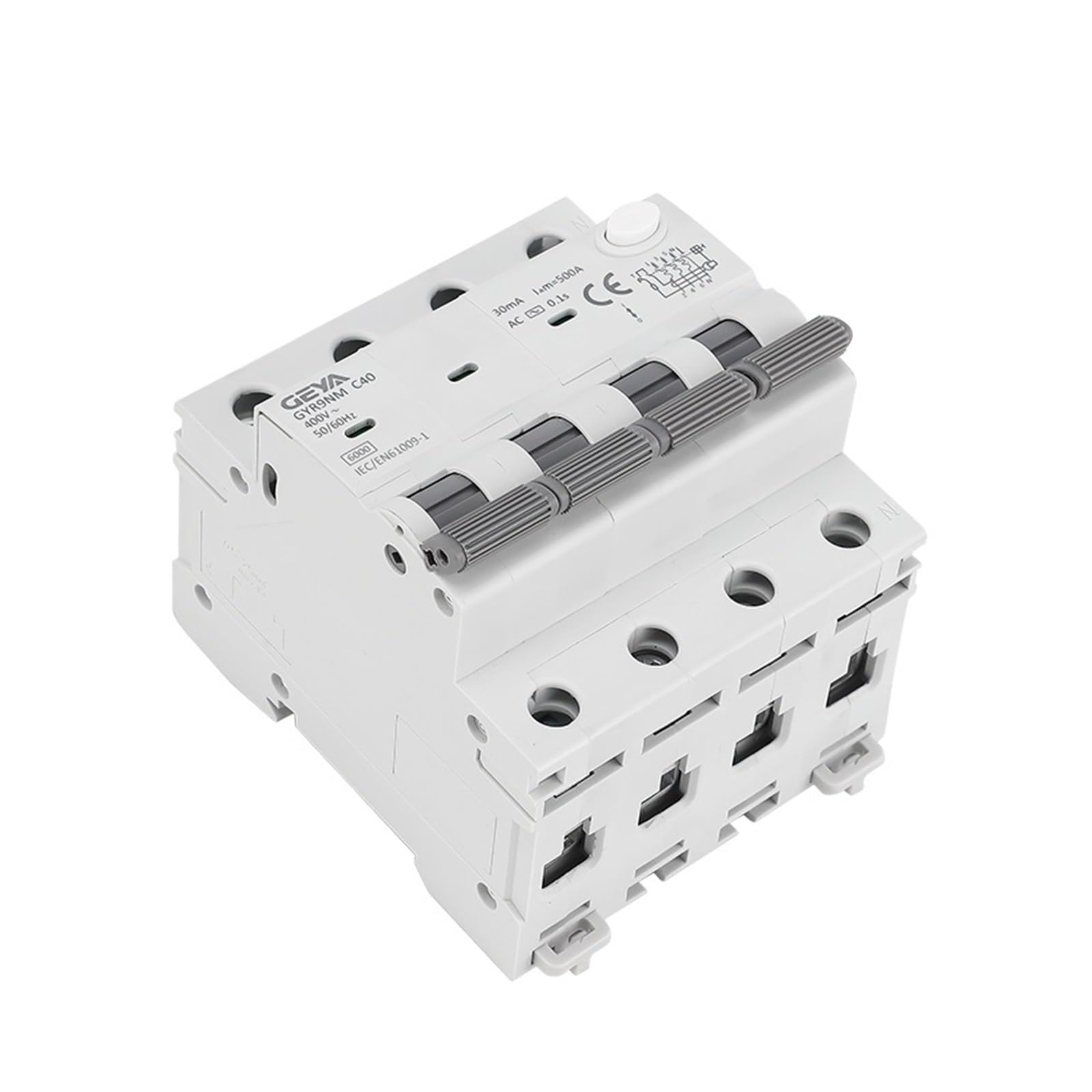 GYR9NM 230V 2P 4P Interruttore differenziale con Protezione da sovracorrente e cortocircuito su Guida DIN Max 40A(100mA,4P 32A)