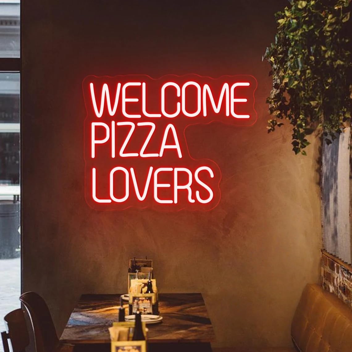Welcome Pizza Lovers Neon Sign,Custom Pizza Neon Light,Restaurant Food Shop Store Wall Decor,Party Welcome Signs