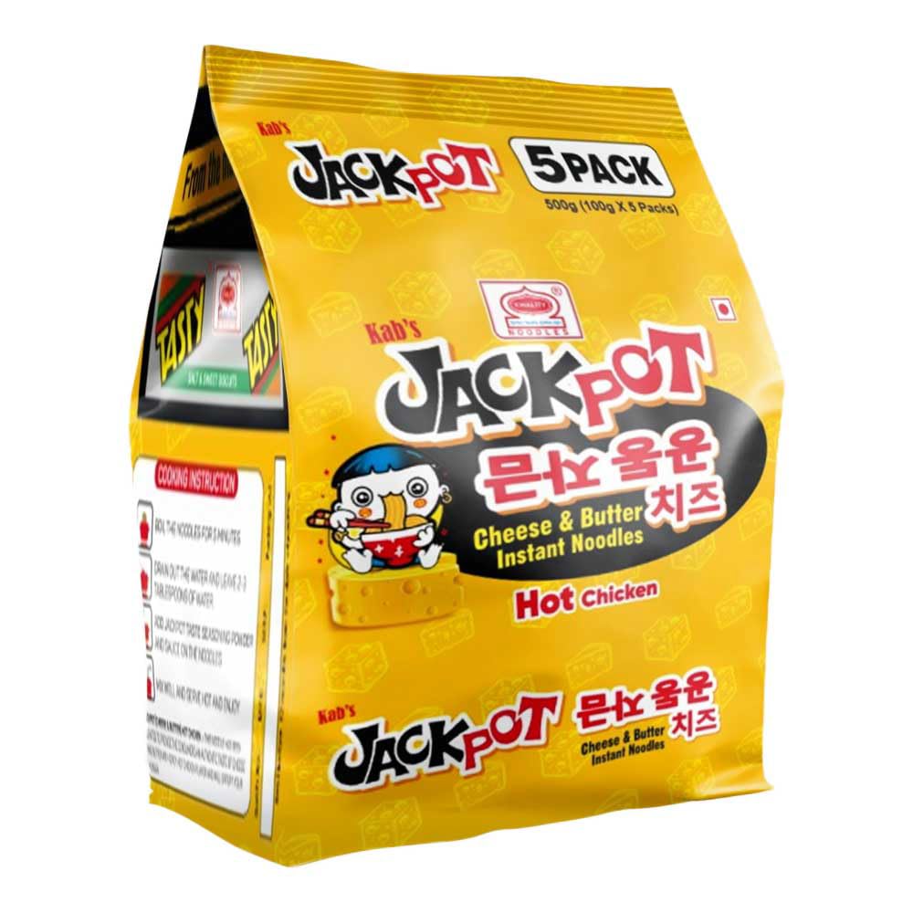Kab's Jackpot Hot Chicken Cheese & Butter Instant Noodles 5-in-1, 17.64 oz ℮ 500 g