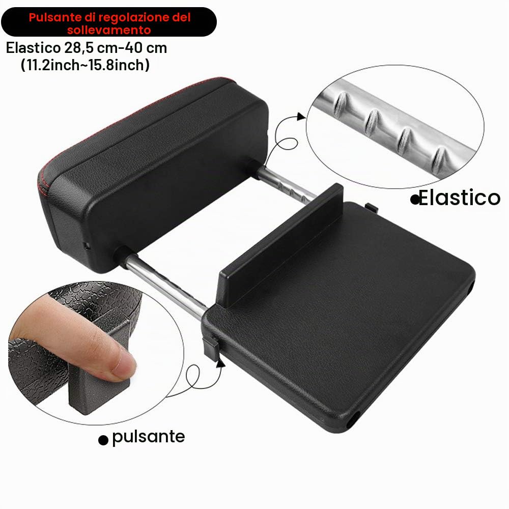 Universale Bracciolo Pelle Divario del Seggiolino Auto Bracciolo Console Centrale Bracciolo Centrale Auto Poggiabraccio Nero&Rosso(1PC)