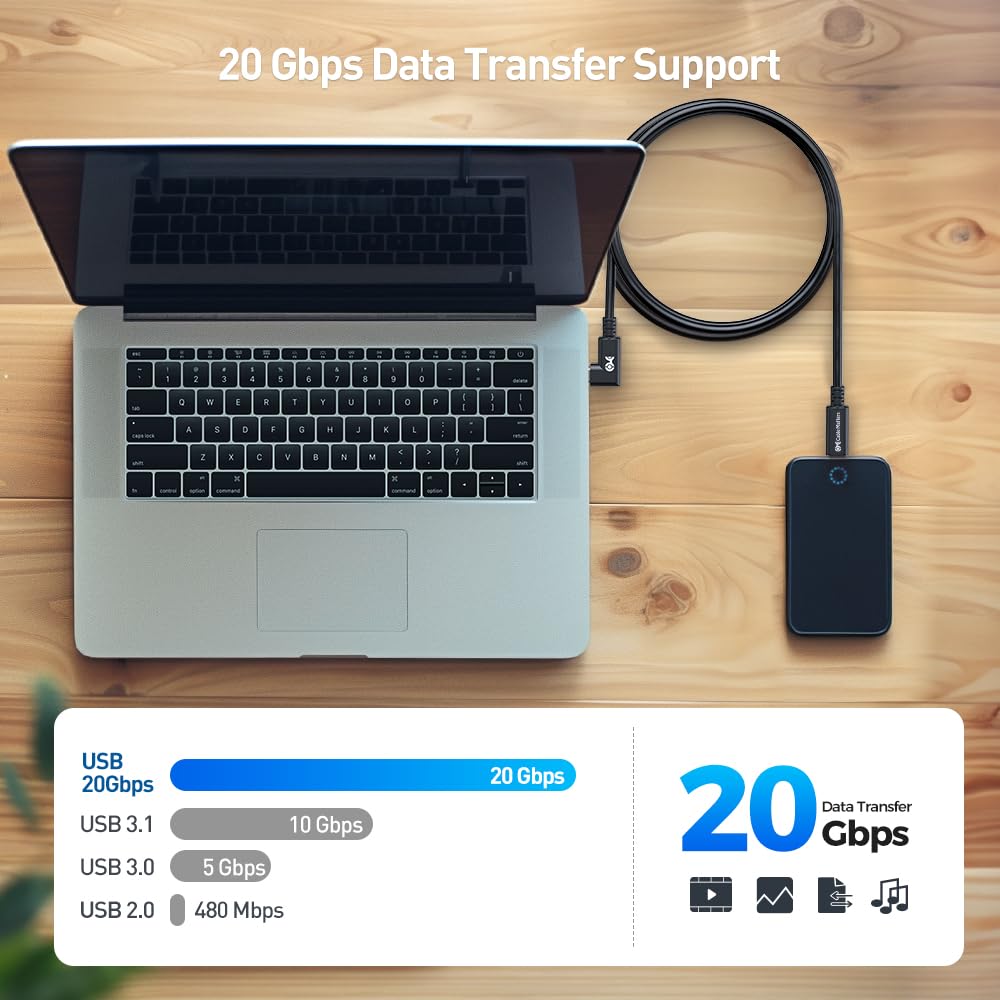 [Certyfikat USB-IF] Cable Matters Kątowy Kabel USB4 20 Gbps, 3 m | [Wideo 8K@30Hz / 4K@120Hz, ładowanie 240 W] zgodny z Thunderbolt 4, MacBook i XPS