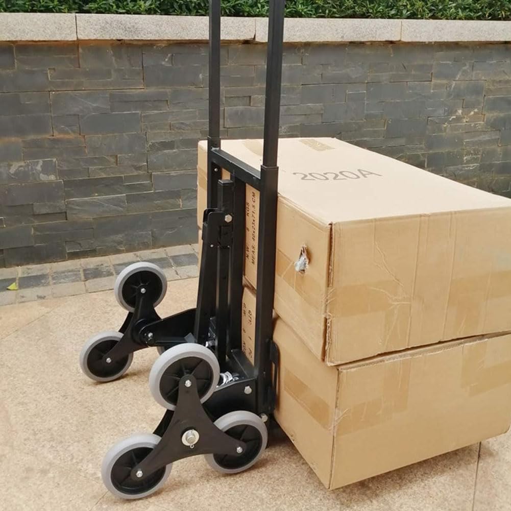 Robuster Treppensteiger Karren, Klappbarer Sackkarren mit 250kg Tragkraft Tragbarer Multifunktionaler Wagen für Ebene und Treppen Einfaches Falten