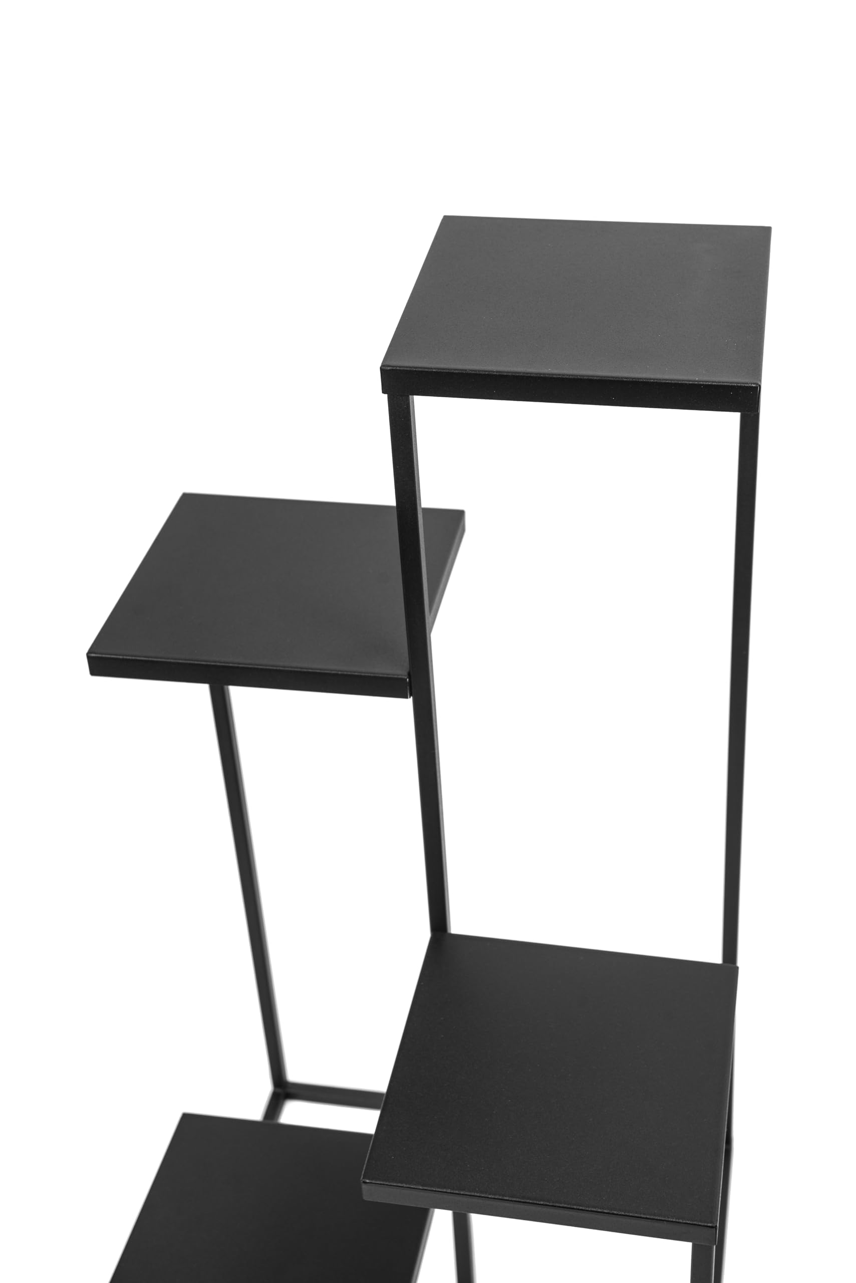 Stojak na rośliny Quattro piccolo - Kwietnik 4 poziomy - 40x40x80cm - kolor Czarny - do kwiatów w pomieszczeniach - metalowa półka - dekoracyjny stolik