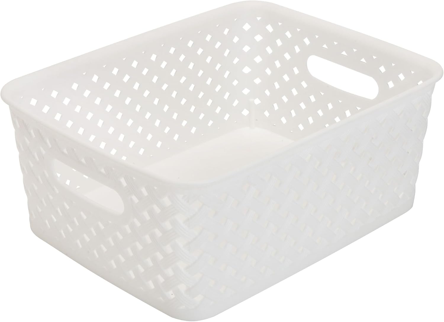 Simplify Small Resin Wicker Tote | Storage Bin | Plastic Organizer | Carrying Handles | Bathroom | Pantry | Accessories | Cleaning Products | White Simplify Small Resin Wicker Tote | Storage Bin | Plastic Organizer | Carrying Handles | Bathroom | Pantry | Accessories | Cleaning Products | White