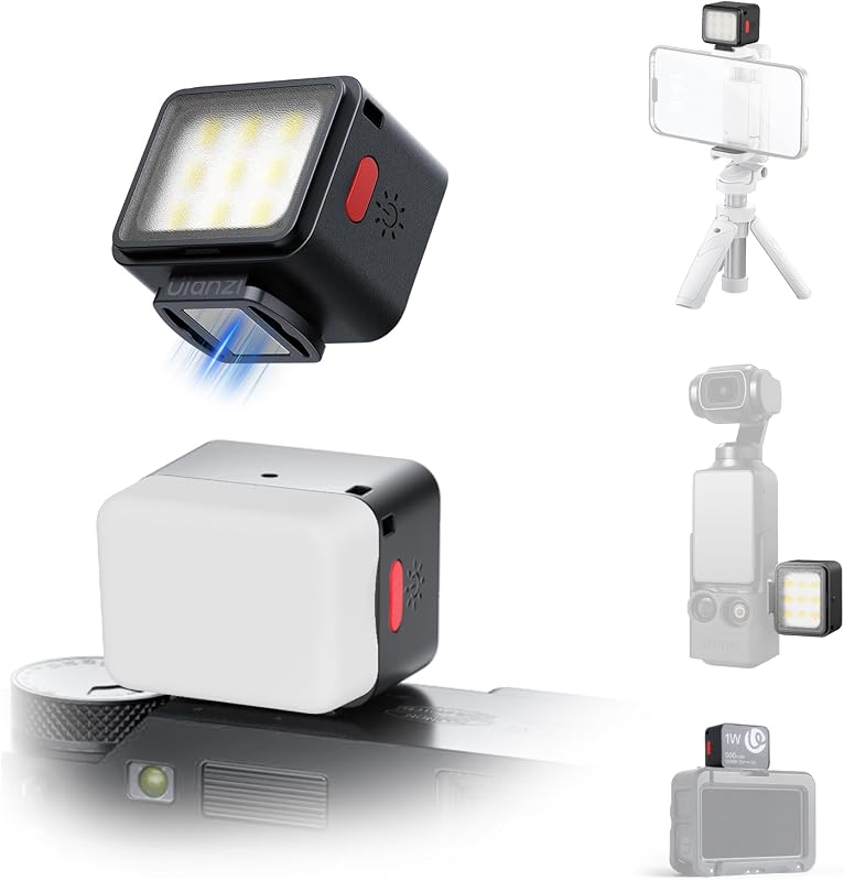 DG01 Magnetic Mini Cube Light for Action Camera DJI osmo Pocket 3 4 | Action 3 4 5 Led Fill Lights Accessories, With Cold Shoe Mount Soft Diffuser, 5600K 3 Brightness, For Phone Tripod Vlog Live