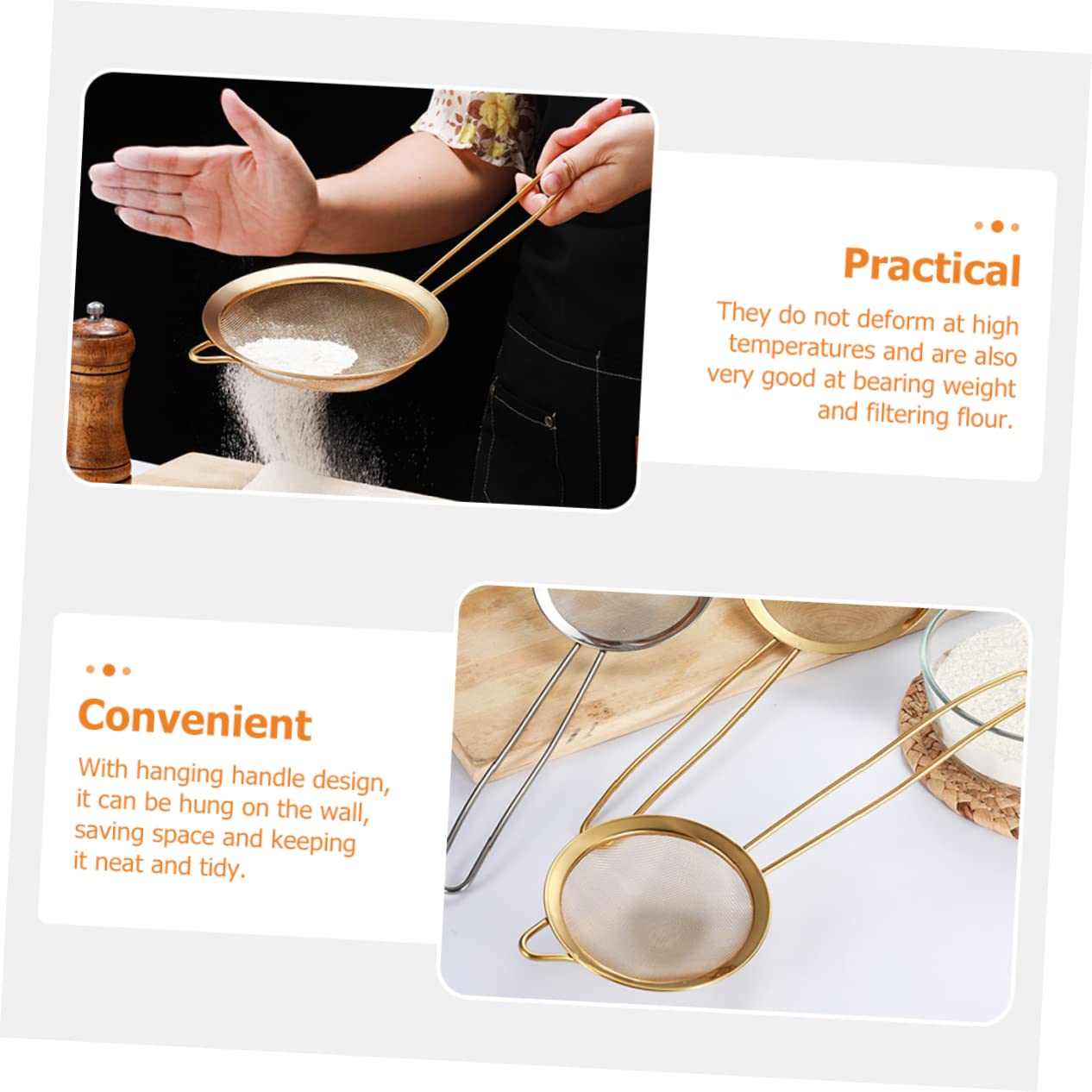 ABOOFAN Stainless Steel Fine Mesh Skimmer Spoon for Hot Pot Colander Strainer with Hanging Handle for Draining Boiling Liquids and Oil Kitchen Cooking