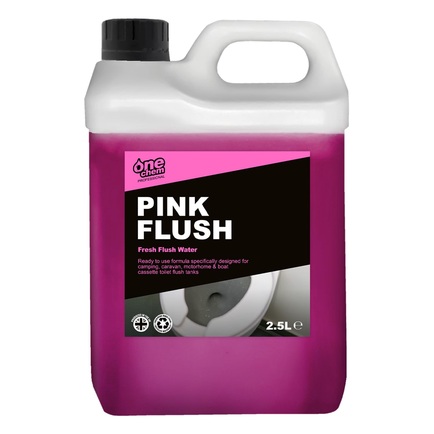 One Chem Professional Toilet Cleaner Pink Flush for Caravans and Motorhomes, 2.5 Litre, Formaldehyde Free, Pink Fluid