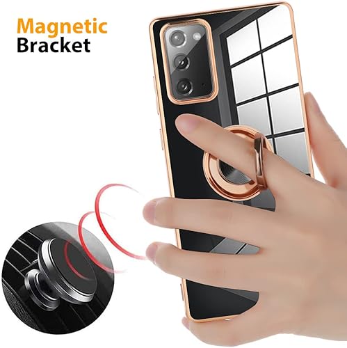 Miniatura 3 de KANGHAR Compatible con Samsung Galaxy Note 20 Funda para mujeres y niñas de 6.7 pulgadas, chapado integrado con rotación 360 de anillo magnético