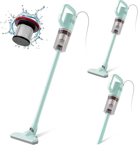 Aspiradora de palo con cable, potente succión de 14 KPa, aspiradora de mano ligera para suelos de madera dura, alfombras, pelo de mascotas y