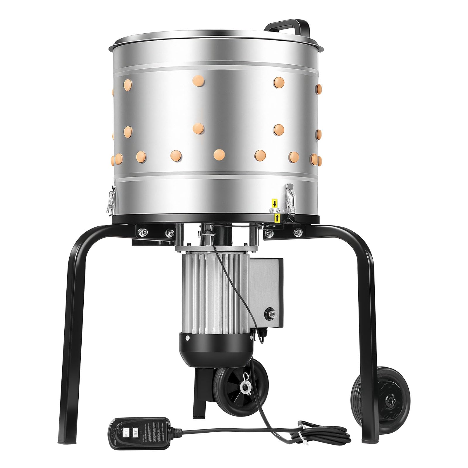 VEVOR Desplumadora Eléctrica de Aves, Tambor de 400 mm, 500 W, 230 RPM, 114 Dedos Suaves y Ruedas de Transporte, Removedor de Plumas de Acero Inoxidable a Procesar 1-2 Pollos, 595 x 556 x 800 mm