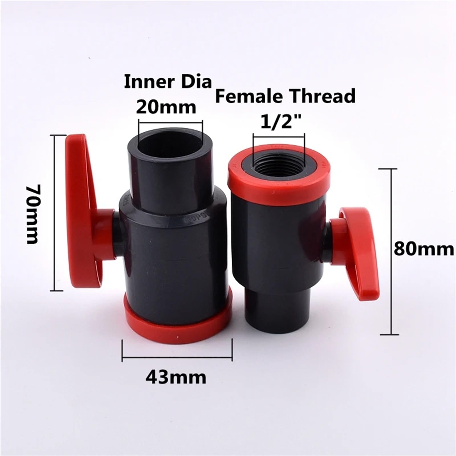 1 pieza de conector plano 20/25/32 mm a válvula bola PVC con rosca hembra 1/2" a 1", for acuario, sistema riego(Female Thread 1I2)