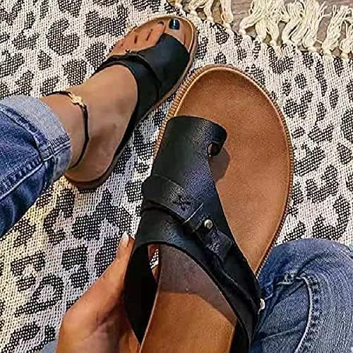2021 new summer orthopedic sandals women's orthopedic orthopedic leather ring toe casual slippers toe separation flat shoes