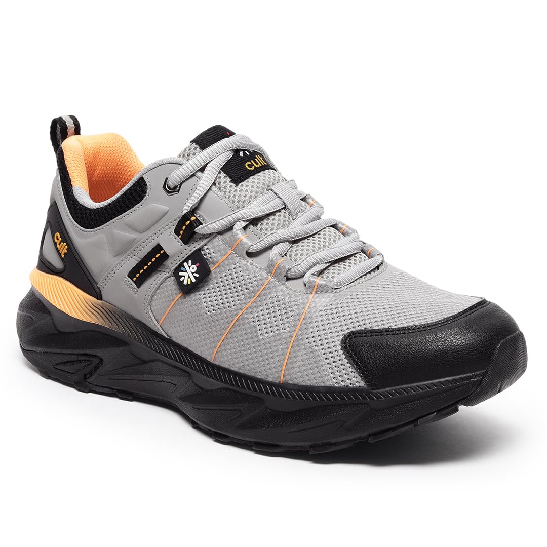 CULT Men's TurboTrail Outdoor Shoes, Enhanced Cushioning, Enhanced Grip, Hiking & Trekking Antiskid Boots, Outdoor Footwear for Men (CS703923UK7_UK7_L.Grey/Black)
