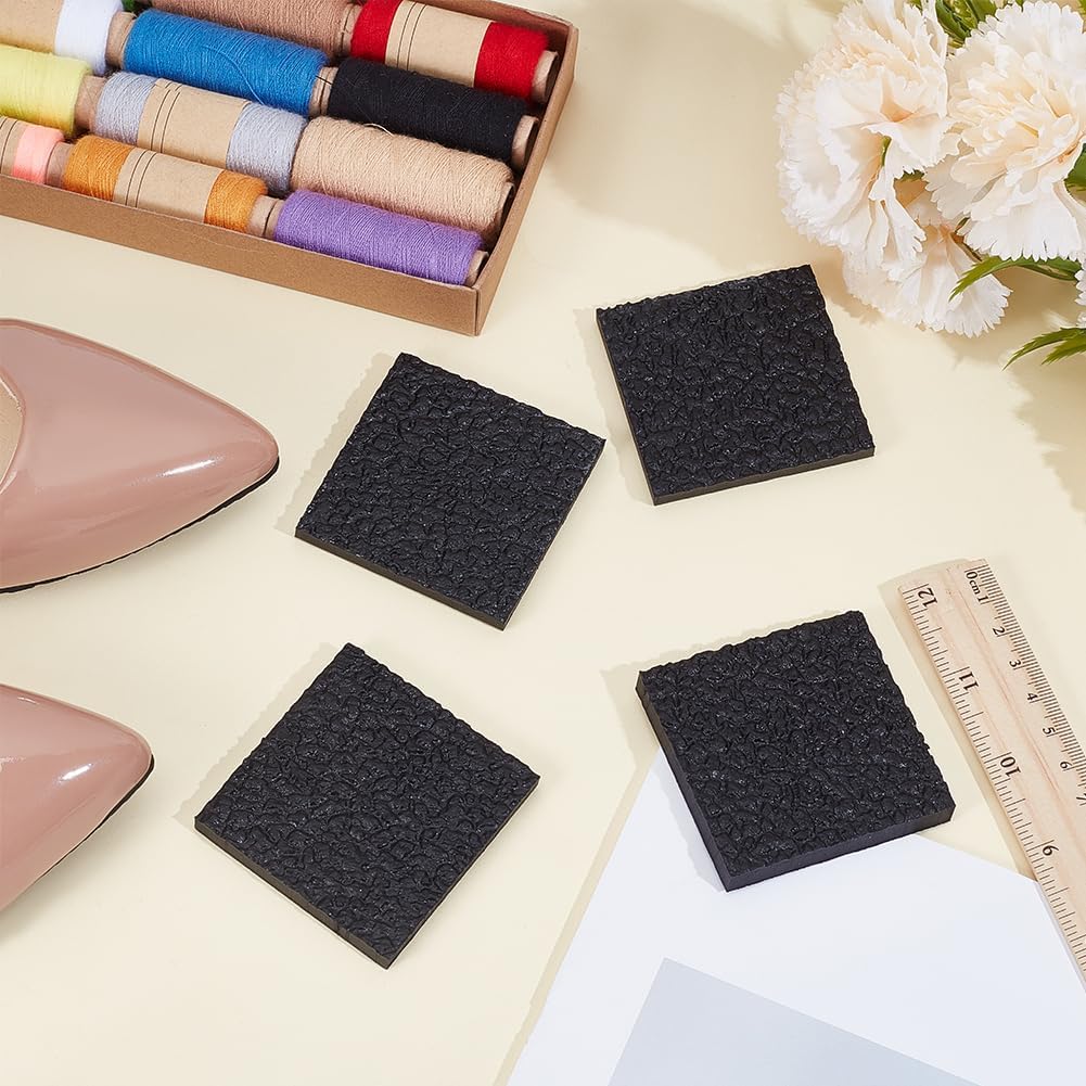 2 Pairs 2.48 Inch Black No Slip Square Sole Stickers Self Adhesive Premium Rubber Thick Non Slide Shoe Pads Protector Gummies Sticker for Women Men Heels Shoes Furniture DIY Craft Supply