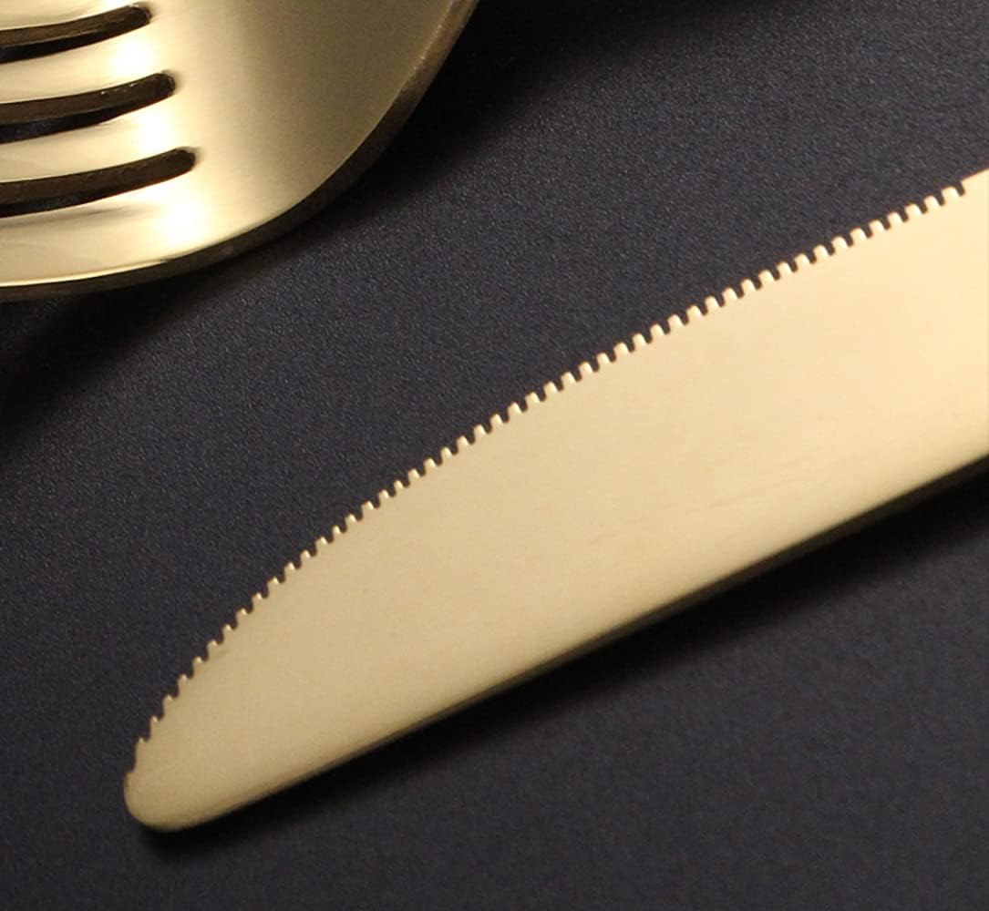 Gold Silverware Set for 4, Unique Luxury Stainless Steel Cutlery Flatware Set，16 Pieces Mirror Polished Utensil Sets with Steak Knives, Tableware Set for Home Kitchen Restaurant Hotel
