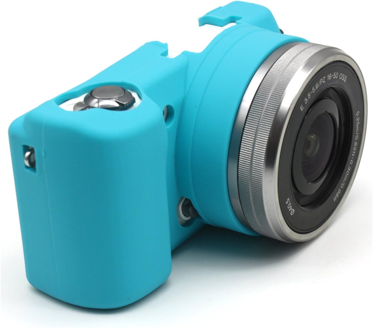 JUNIPA Flexible Camera Silicone Case Protective Cover Skin for Sony Alpha A5000 A5100 with 16-50mm Lens - Light Blue