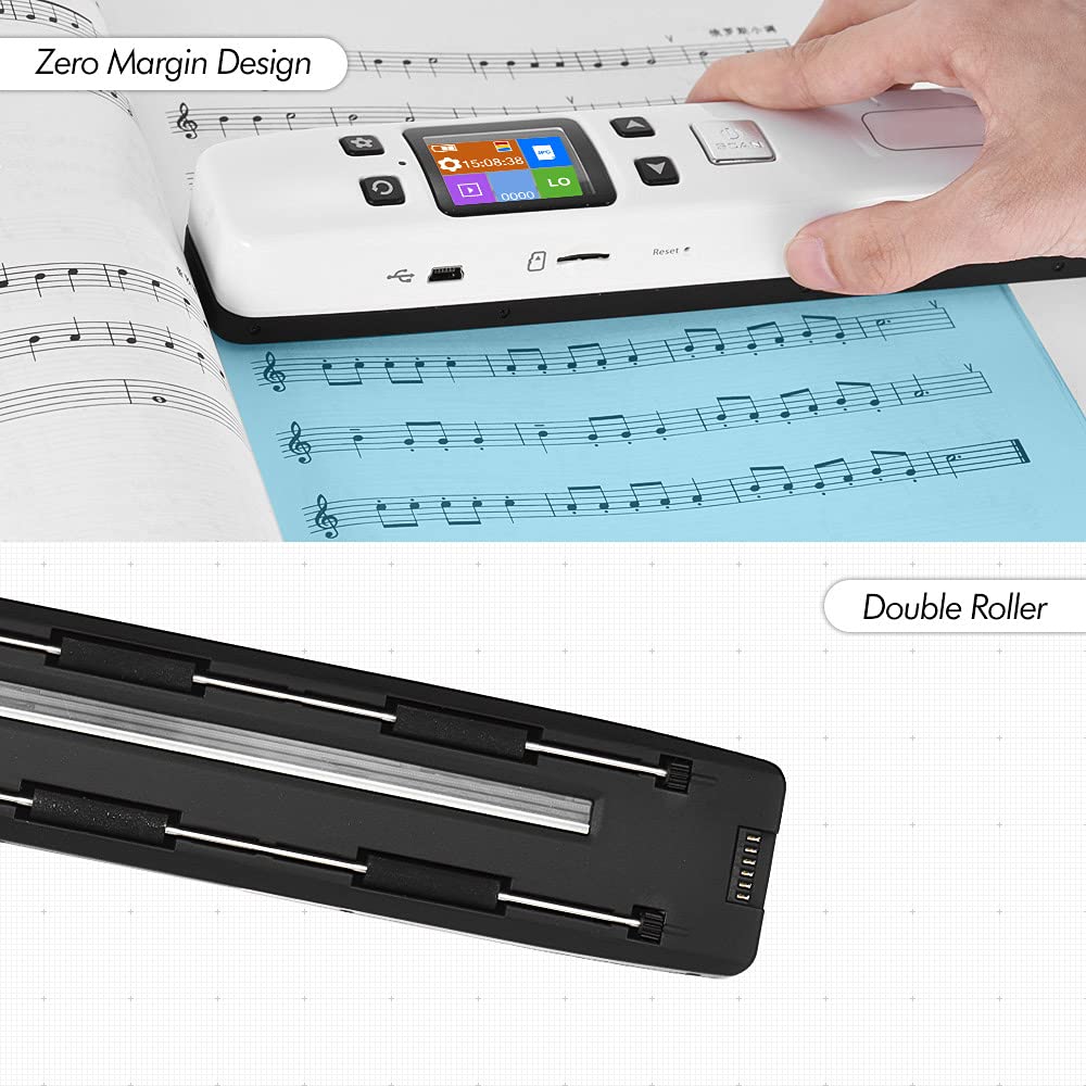 Scanner portatile a bacchetta con display LCD a scansione ad alta velocità da 1050 DPI Formato PDF JPEG per documenti, libri, ricevute, uso aziendale in ufficio