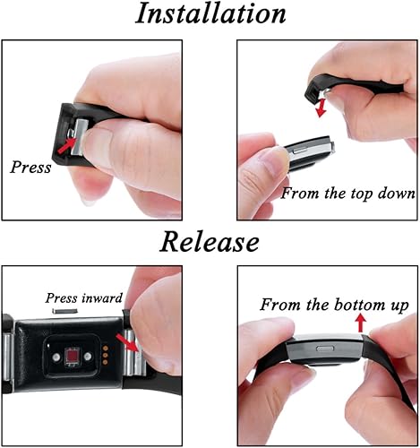 Miniatura 6 de Maledan Bandas de repuesto compatibles con Fitbit Charge 2, paquete de 3, pequeño, negro, azul, ciruela