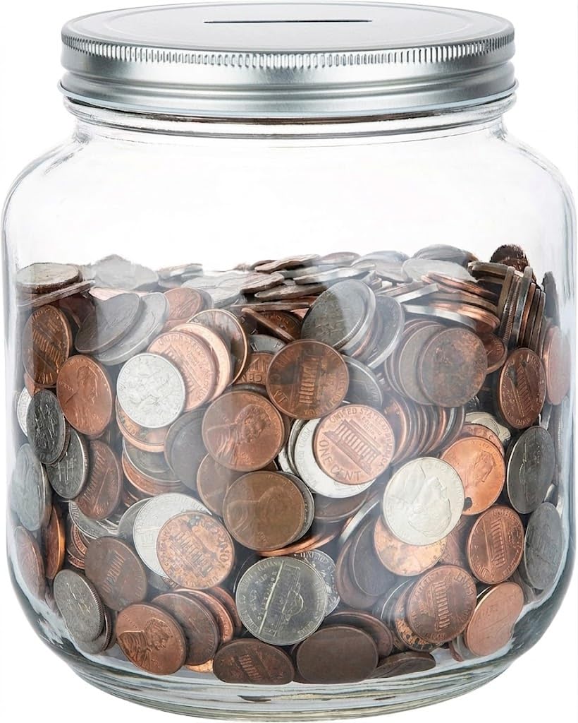 Half Gallon Glass Coin Bank