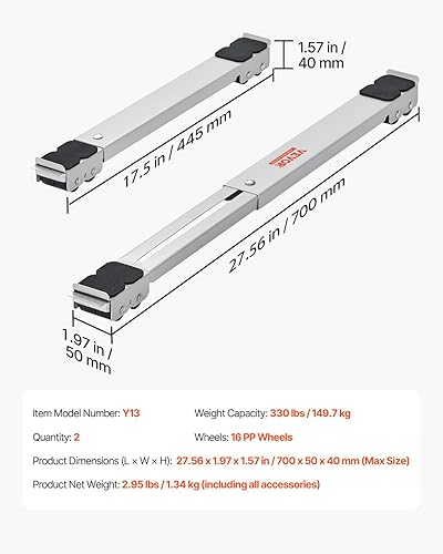 Miniatura 7 de VEVOR Rodillos para electrodomésticos de muebles resistentes, rodillos extensibles, base de lavadora móvil, soporte para refrigeradores, secadores,