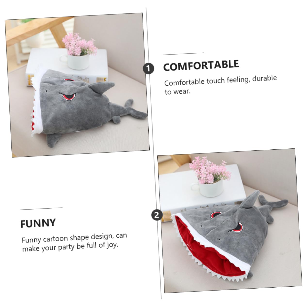 Copricapo Di Squalo Costume Da Squalo Cappello Da Cappello Da Festa Sull'oceano A Tema Cappelli Da Festa Per Animali Foto Cartone Animato Peluche e Cotone Pp Grey